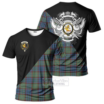 Nicolson Hunting Ancient Tartan T-Shirt with Family Crest and Military Logo Style