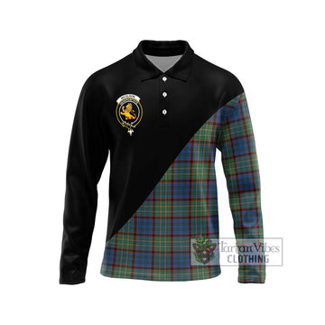 Nicolson Hunting Ancient Tartan Long Sleeve Polo Shirt with Family Crest and Military Logo Style