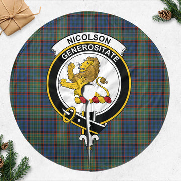 Nicolson Hunting Ancient Tartan Christmas Tree Skirt with Family Crest