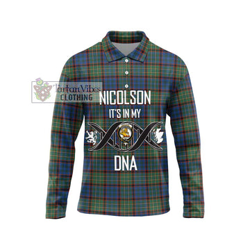 Nicolson Hunting Ancient Tartan Long Sleeve Polo Shirt with Family Crest DNA In Me Style