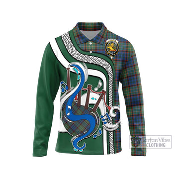 Nicolson Hunting Ancient Tartan Long Sleeve Polo Shirt with Epic Bagpipe Style