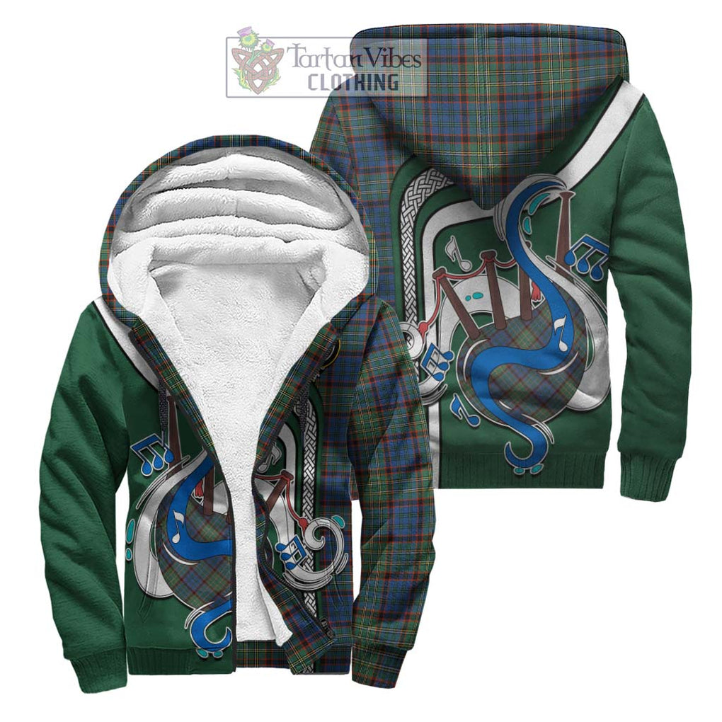 Nicolson Hunting Ancient Tartan Sherpa Hoodie with Epic Bagpipe Style Unisex S - Tartanvibesclothing Shop