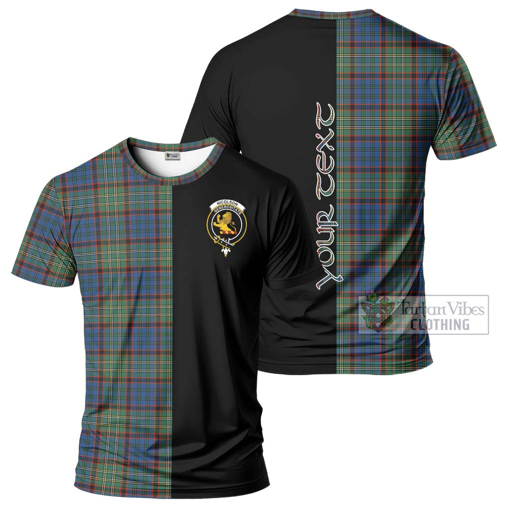 Nicolson Hunting Ancient Tartan T-Shirt with Family Crest and Half Of Me Style Kid's Shirt - Tartanvibesclothing Shop