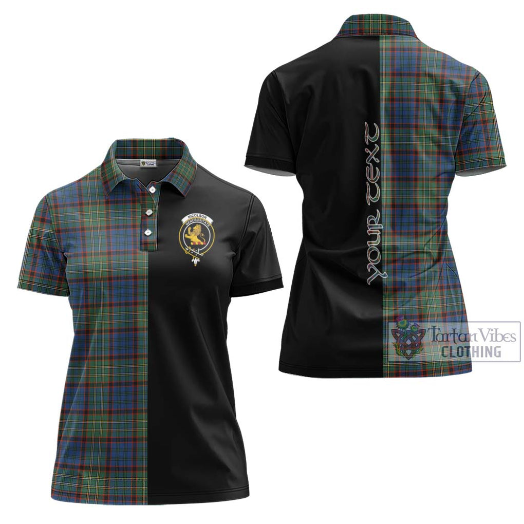 Nicolson Hunting Ancient Tartan Women's Polo Shirt with Family Crest and Half Of Me Style Women - Tartanvibesclothing Shop