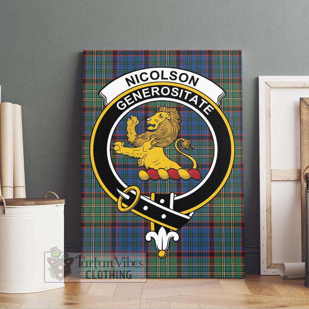 Nicolson Hunting Ancient Tartan Canvas Print Wall Art with Family Crest Without Frame - Tartan Vibes Clothing