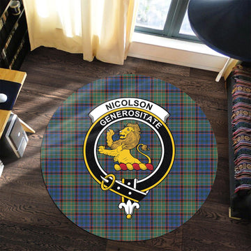 Nicolson Hunting Ancient Tartan Round Rug with Family Crest