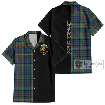 Nicolson Hunting Ancient Tartan Short Sleeve Button Shirt with Family Crest and Half Of Me Style