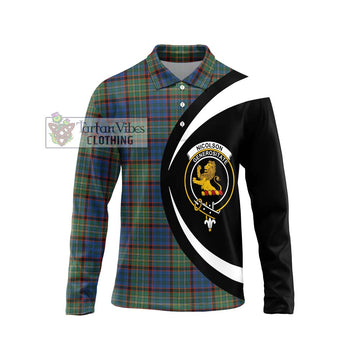 Nicolson Hunting Ancient Tartan Long Sleeve Polo Shirt with Family Crest Circle Style