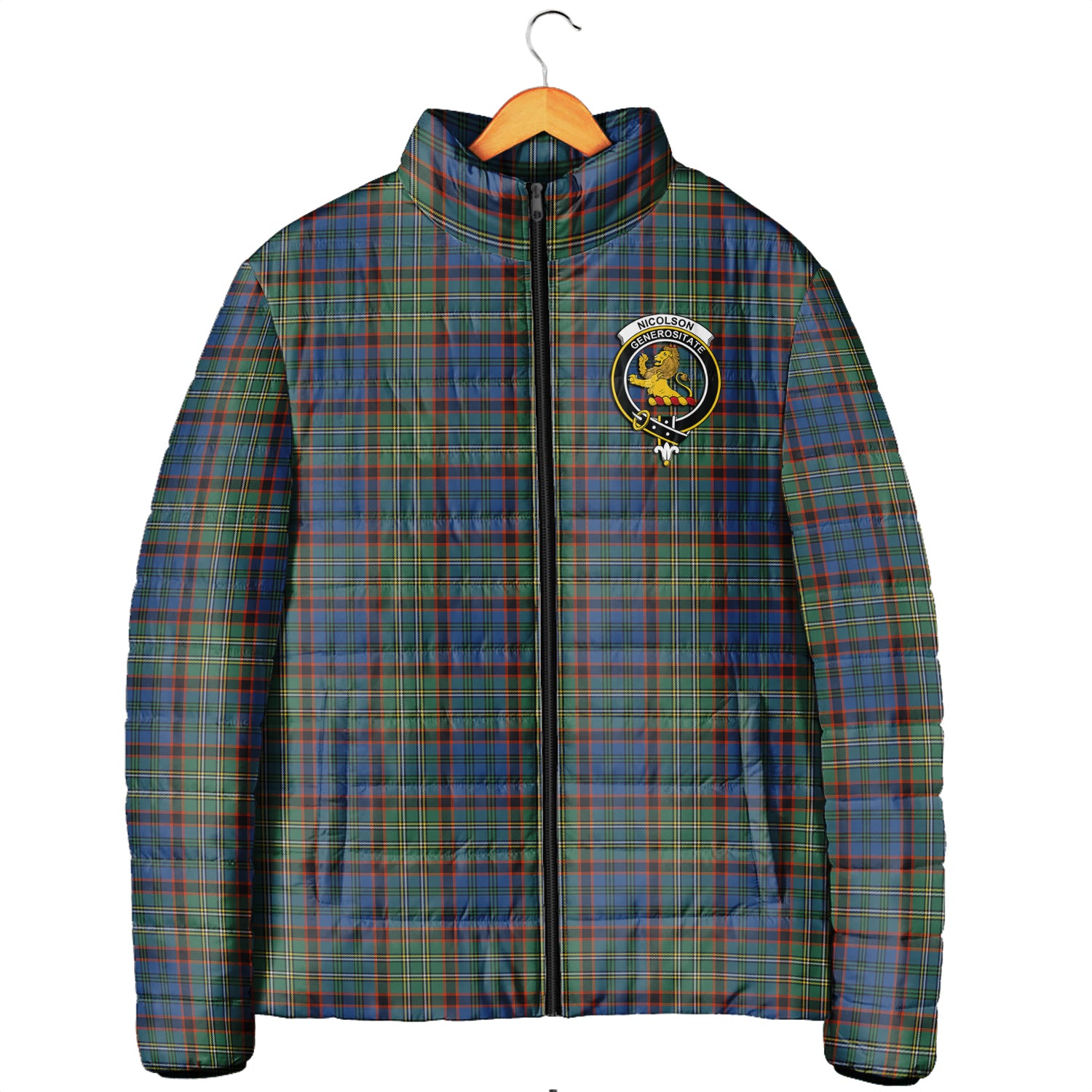 Nicolson Hunting Ancient Tartan Padded Jacket with Family Crest Men's Padded Jacket - Tartan Vibes Clothing