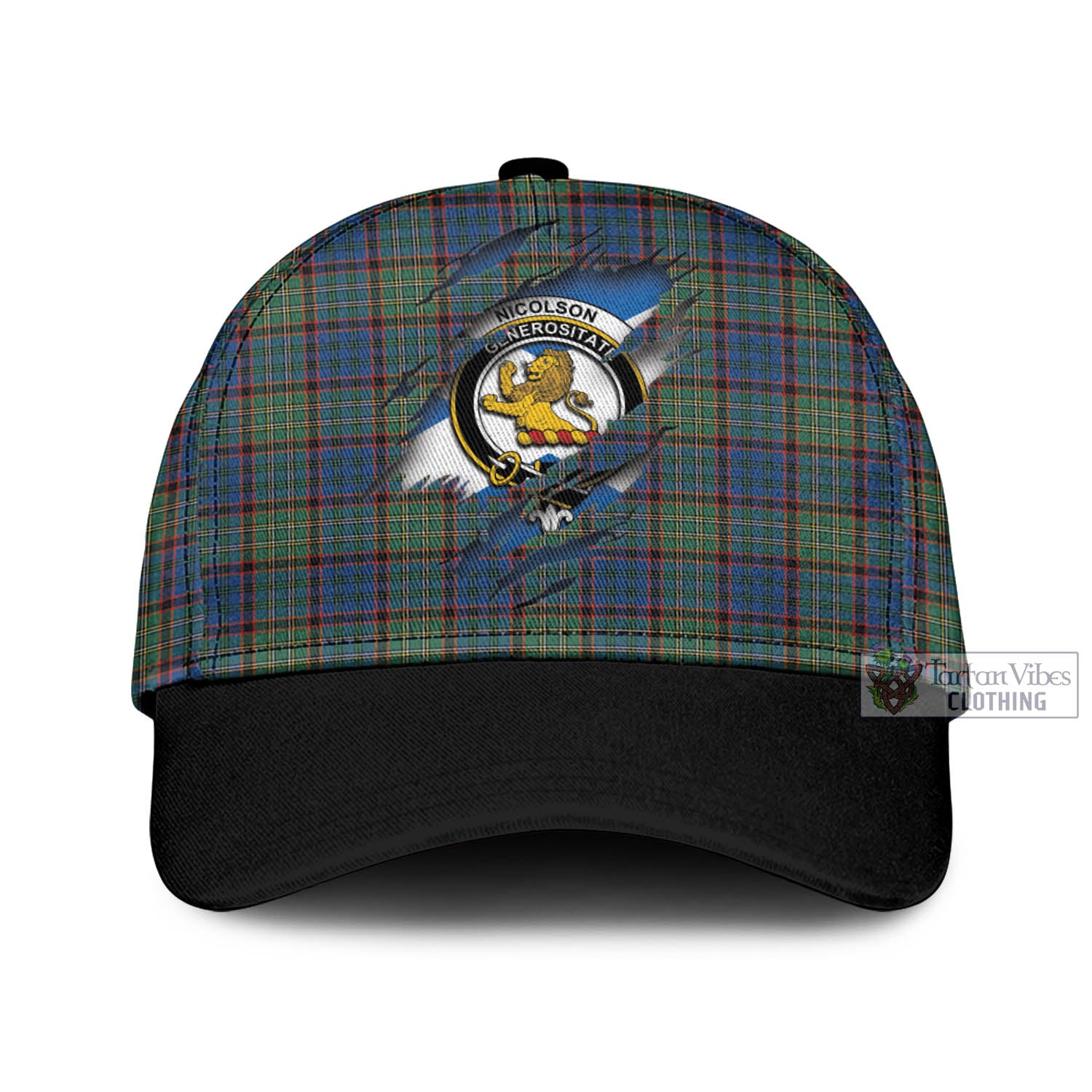 Tartan Vibes Clothing Nicolson Hunting Ancient Tartan Classic Cap with Family Crest In Me Style