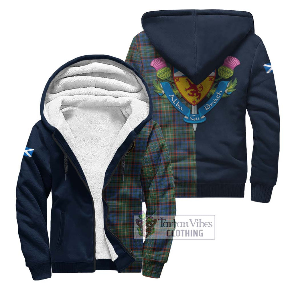 Tartan Vibes Clothing Nicolson Hunting Ancient Tartan Sherpa Hoodie with Scottish Lion Royal Arm Half Style