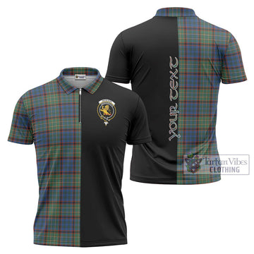 Nicolson Hunting Ancient Tartan Zipper Polo Shirt with Family Crest and Half Of Me Style