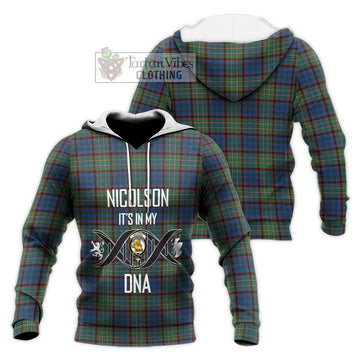 Nicolson Hunting Ancient Tartan Knitted Hoodie with Family Crest DNA In Me Style