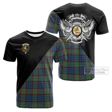 Nicolson Hunting Ancient Tartan Cotton T-shirt with Family Crest and Military Logo Style