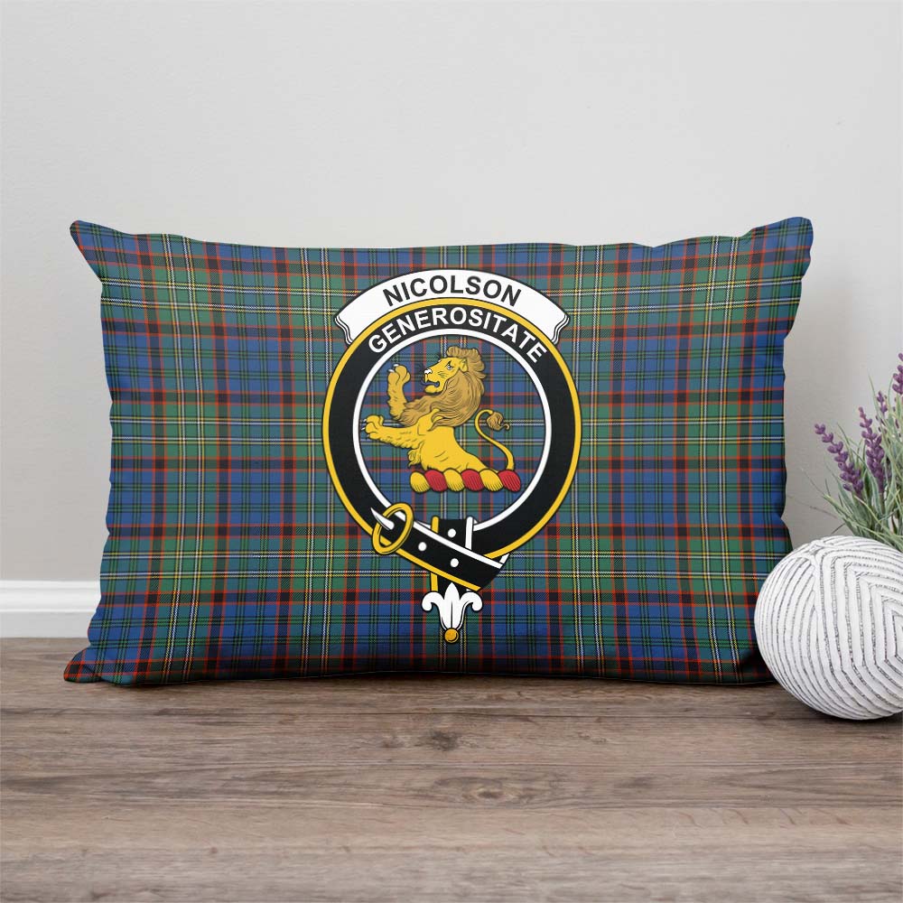 Nicolson Hunting Ancient Tartan Pillow Cover with Family Crest Rectangle Pillow Cover - Tartanvibesclothing