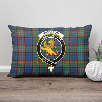 Nicolson Hunting Ancient Tartan Pillow Cover with Family Crest