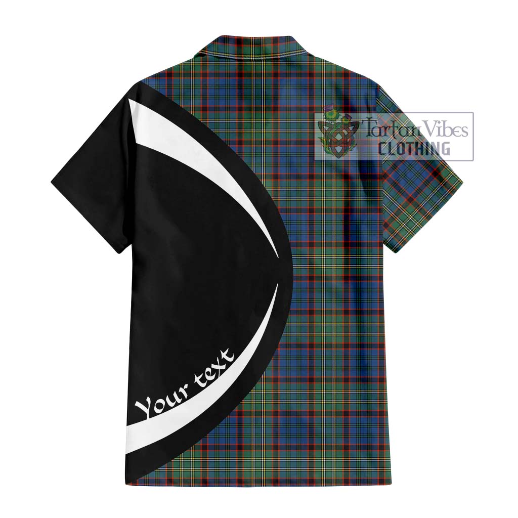 Nicolson Hunting Ancient Tartan Short Sleeve Button Up with Family Crest Circle Style - Tartan Vibes Clothing