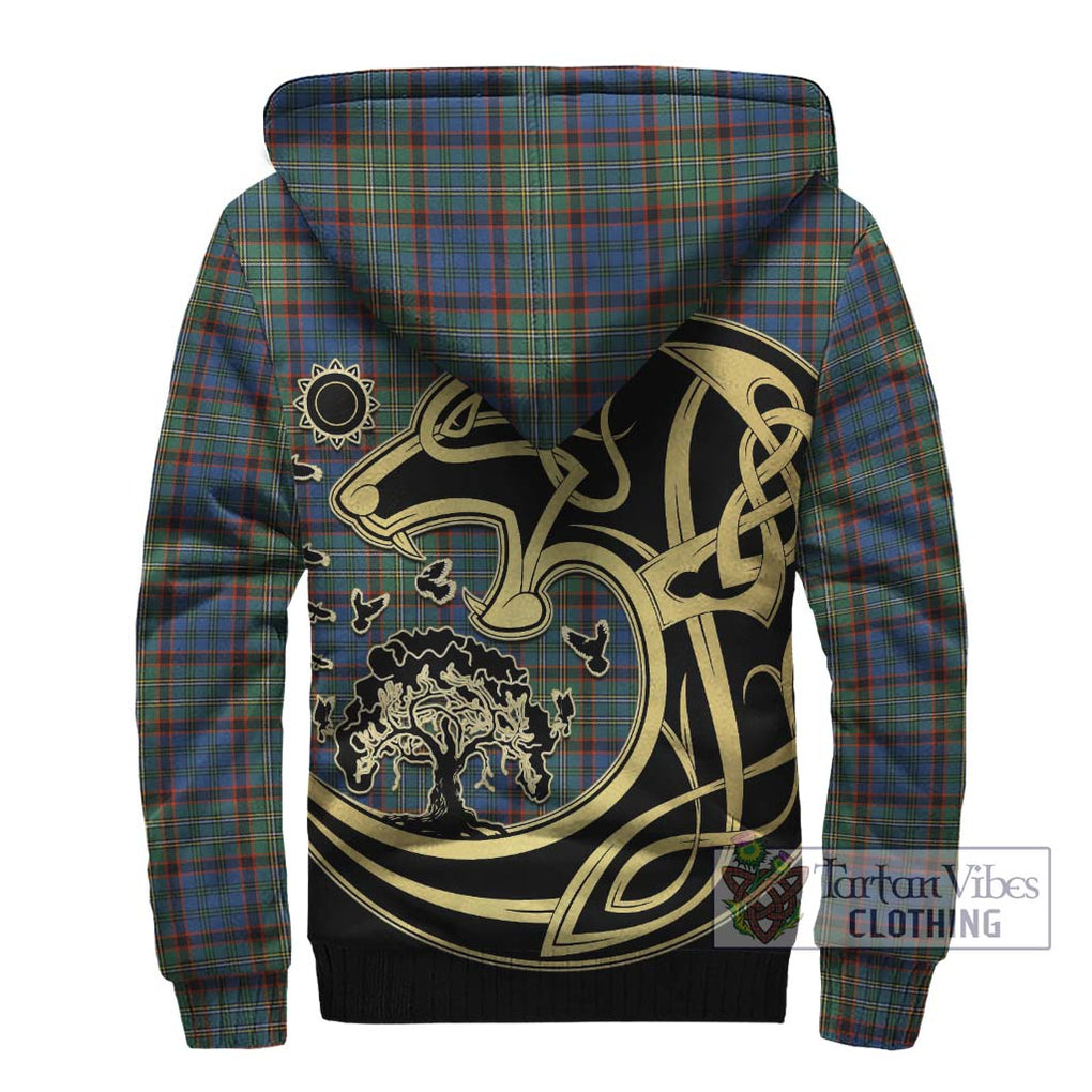 Nicolson Hunting Ancient Tartan Sherpa Hoodie with Family Crest Celtic Wolf Style - Tartan Vibes Clothing