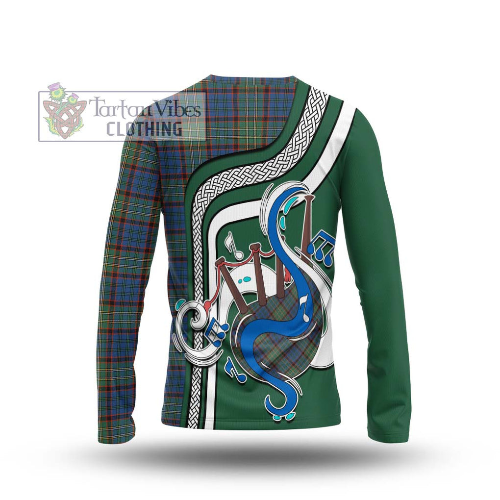 Tartan Vibes Clothing Nicolson Hunting Ancient Tartan Long Sleeve T-Shirt with Epic Bagpipe Style