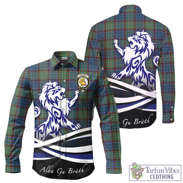 Nicolson Hunting Ancient Tartan Long Sleeve Button Up Shirt with Alba Gu Brath Regal Lion Emblem