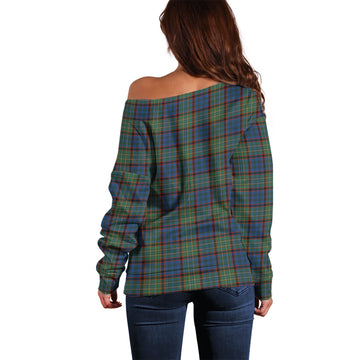 Nicolson Hunting Ancient Tartan Off Shoulder Women Sweater with Family Crest