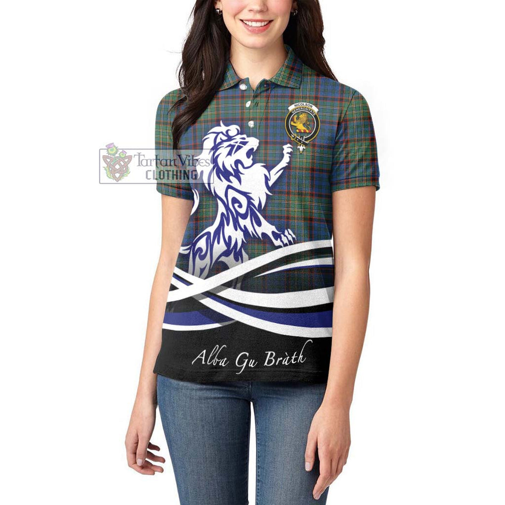 Nicolson Hunting Ancient Tartan Women's Polo Shirt with Alba Gu Brath Regal Lion Emblem - Tartanvibesclothing Shop