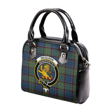 Nicolson Hunting Ancient Tartan Shoulder Handbags with Family Crest