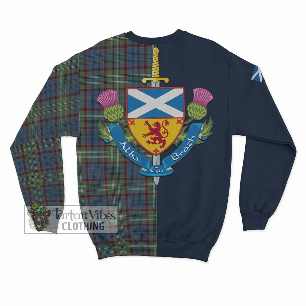 Tartan Vibes Clothing Nicolson Hunting Ancient Tartan Sweatshirt with Scottish Lion Royal Arm Half Style