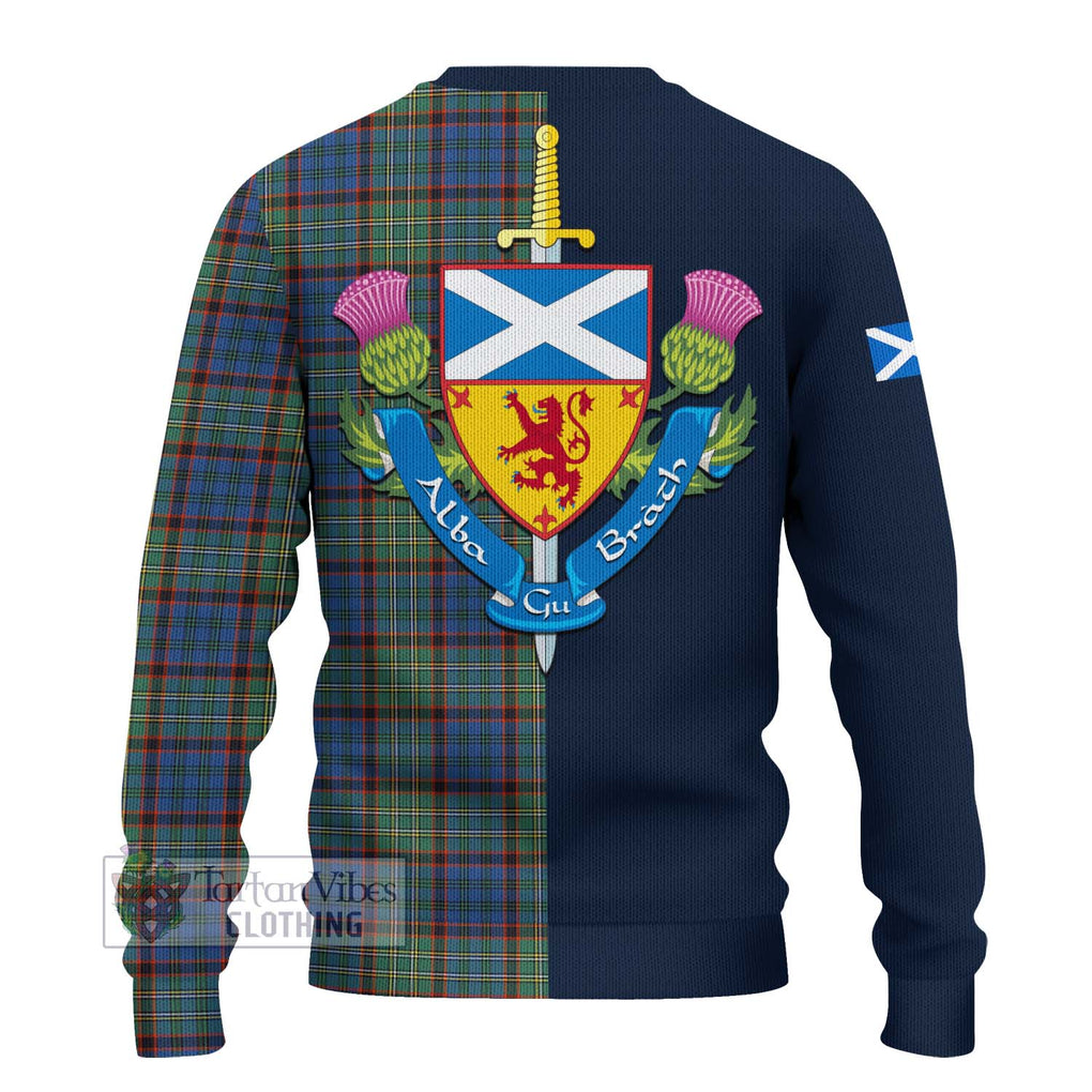 Tartan Vibes Clothing Nicolson Hunting Ancient Tartan Knitted Sweater with Scottish Lion Royal Arm Half Style