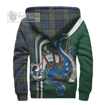 Nicolson Hunting Ancient Tartan Sherpa Hoodie with Epic Bagpipe Style