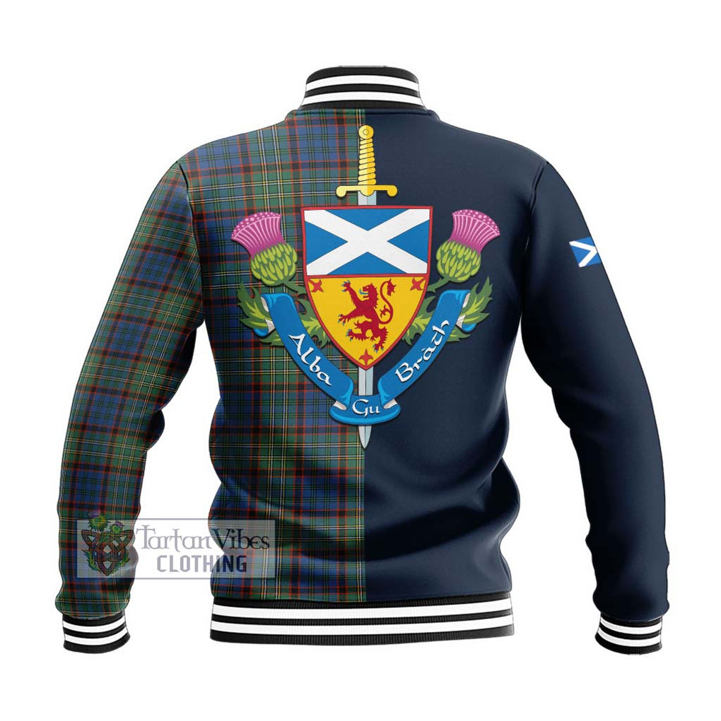 Tartan Vibes Clothing Nicolson Hunting Ancient Tartan Baseball Jacket with Scottish Lion Royal Arm Half Style