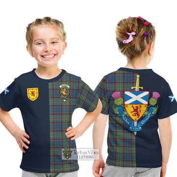 Nicolson Hunting Ancient Tartan Kid T-Shirt Alba with Scottish Lion Royal Arm Half Style