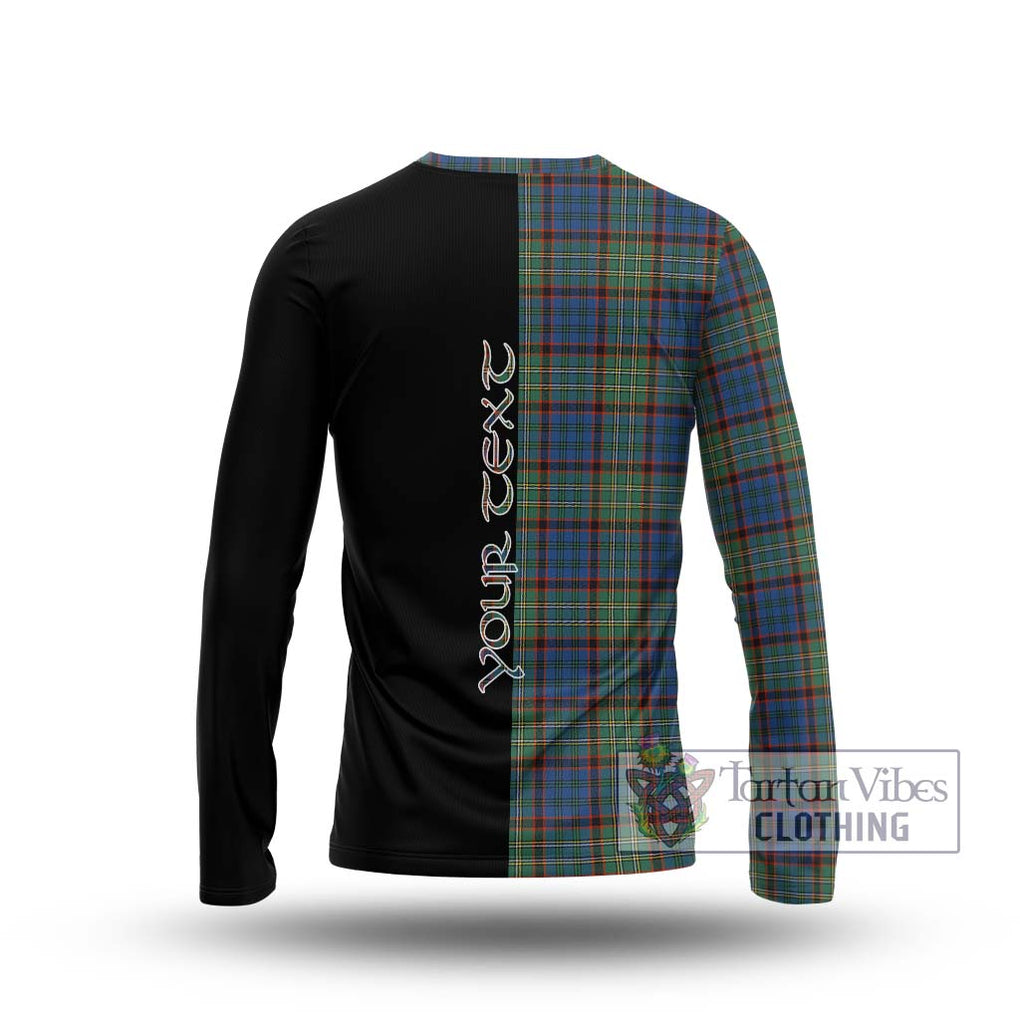 Nicolson Hunting Ancient Tartan Long Sleeve T-Shirt with Family Crest and Half Of Me Style - Tartanvibesclothing Shop