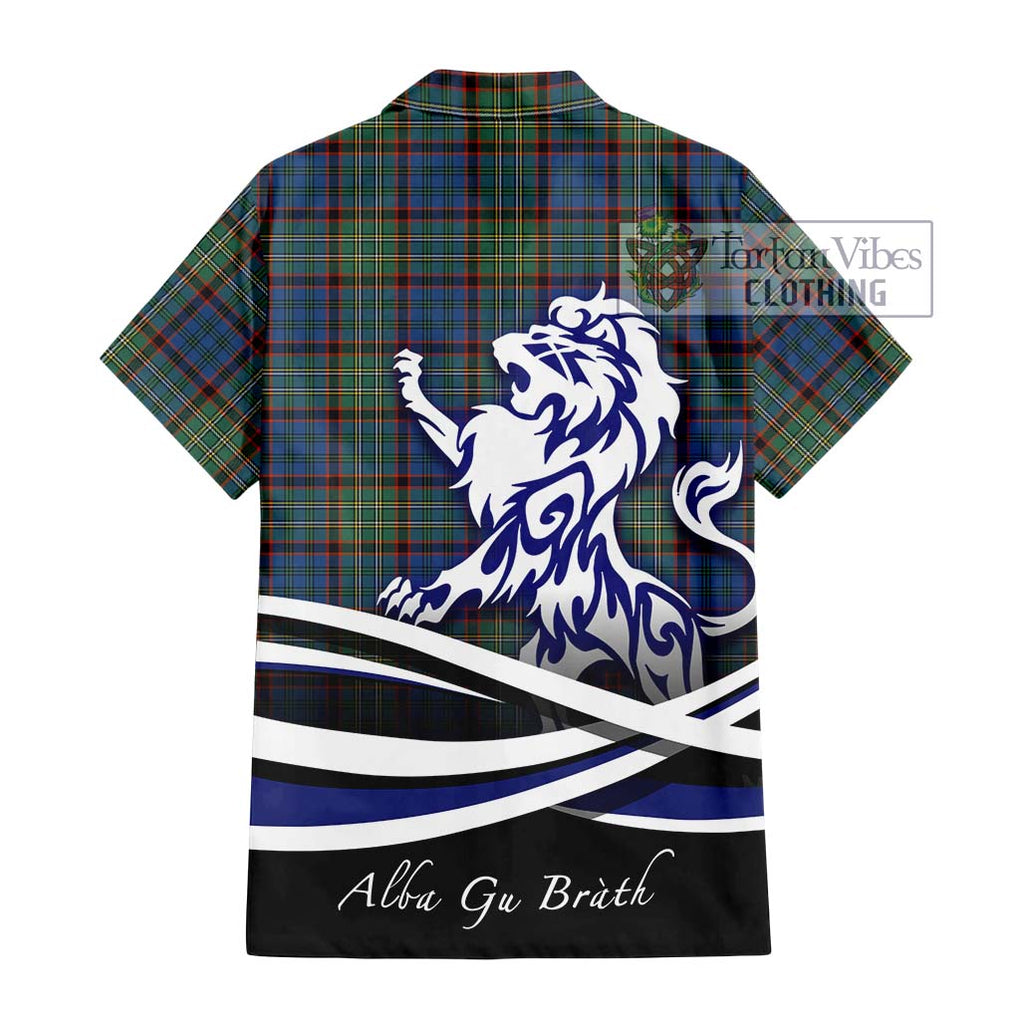 Nicolson Hunting Ancient Tartan Short Sleeve Button Shirt with Alba Gu Brath Regal Lion Emblem - Tartanvibesclothing Shop