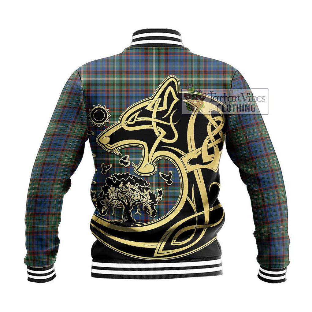 Nicolson Hunting Ancient Tartan Baseball Jacket with Family Crest Celtic Wolf Style - Tartan Vibes Clothing