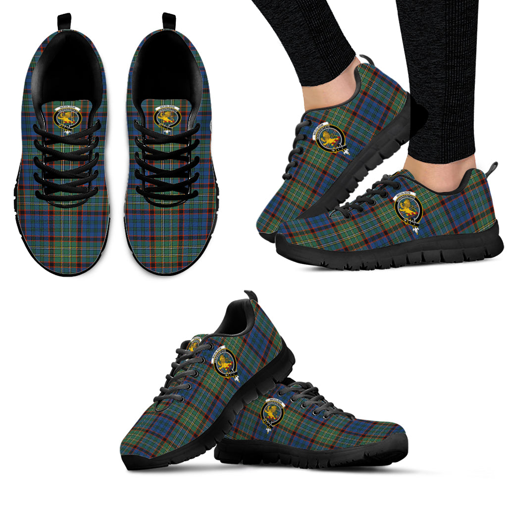 Nicolson Hunting Ancient Tartan Sneakers with Family Crest - Tartan Vibes Clothing