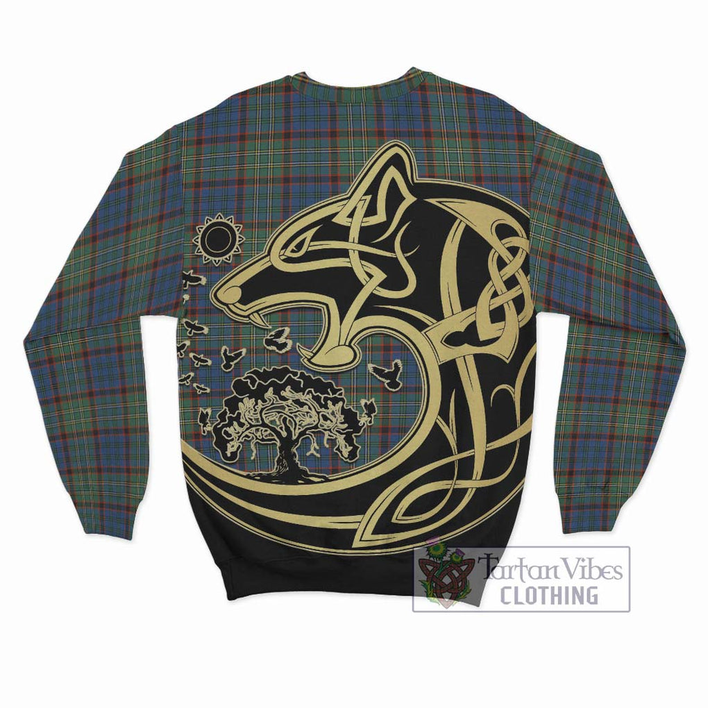 Nicolson Hunting Ancient Tartan Sweatshirt with Family Crest Celtic Wolf Style - Tartan Vibes Clothing