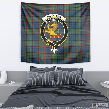 Nicolson Hunting Ancient Tartan Tapestry Wall Hanging and Home Decor for Room with Family Crest