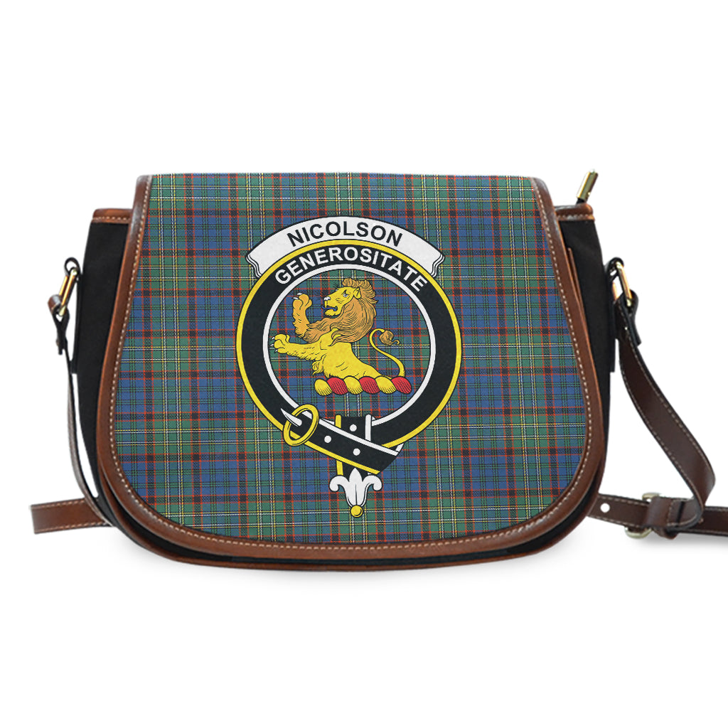 Nicolson Hunting Ancient Tartan Saddle Bag with Family Crest - Tartan Vibes Clothing