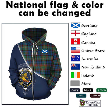 Nicolson Hunting Ancient Tartan Hoodie with Personalised National Flag and Family Crest Half Style