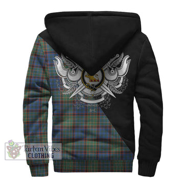 Nicolson Hunting Ancient Tartan Sherpa Hoodie with Family Crest and Military Logo Style