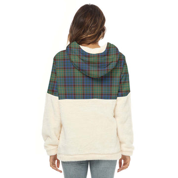 Nicolson Hunting Ancient Tartan Women's Borg Fleece Hoodie With Half Zip with Family Crest