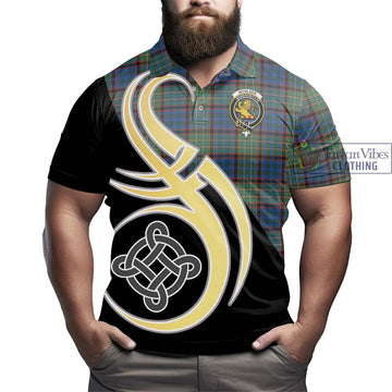 Nicolson Hunting Ancient Tartan Polo Shirt with Family Crest and Celtic Symbol Style