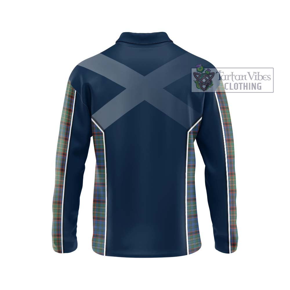 Nicolson Hunting Ancient Tartan Long Sleeve Polo Shirt with Family Crest and Lion Rampant Vibes Sport Style - Tartan Vibes Clothing