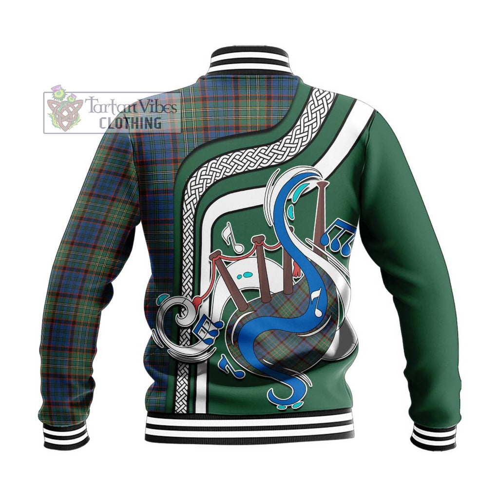 Tartan Vibes Clothing Nicolson Hunting Ancient Tartan Baseball Jacket with Epic Bagpipe Style