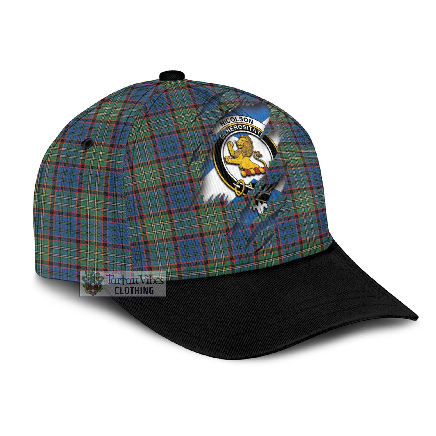 Tartan Vibes Clothing Nicolson Hunting Ancient Tartan Classic Cap with Family Crest In Me Style