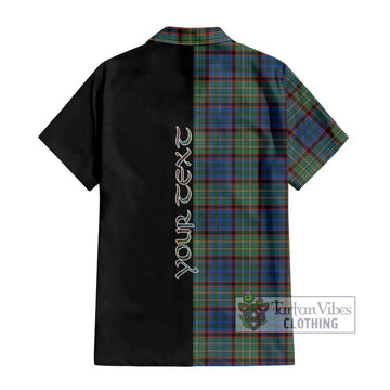 Nicolson Hunting Ancient Tartan Short Sleeve Button Shirt with Family Crest and Half Of Me Style