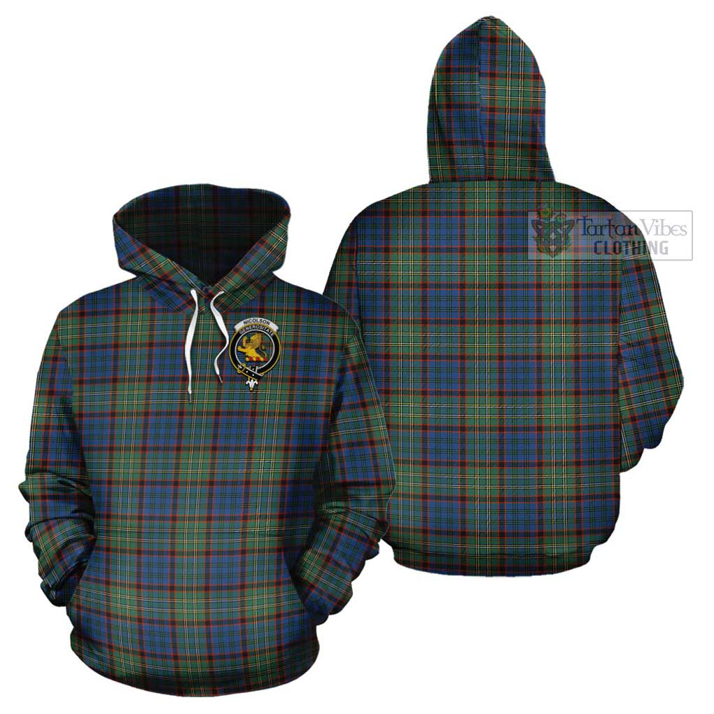 Nicolson Hunting Ancient Tartan Cotton Hoodie with Family Crest Pullover Hoodie - Tartan Vibes Clothing