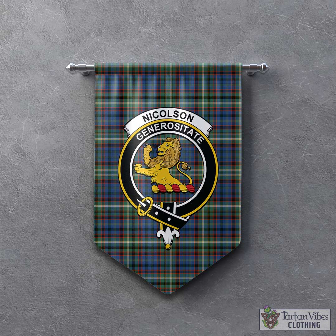 Tartan Vibes Clothing Nicolson Hunting Ancient Tartan Gonfalon, Tartan Banner with Family Crest