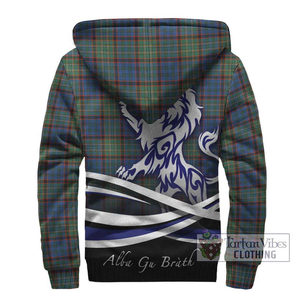 Nicolson Hunting Ancient Tartan Sherpa Hoodie with Alba Gu Brath Regal Lion Emblem - Tartanvibesclothing Shop